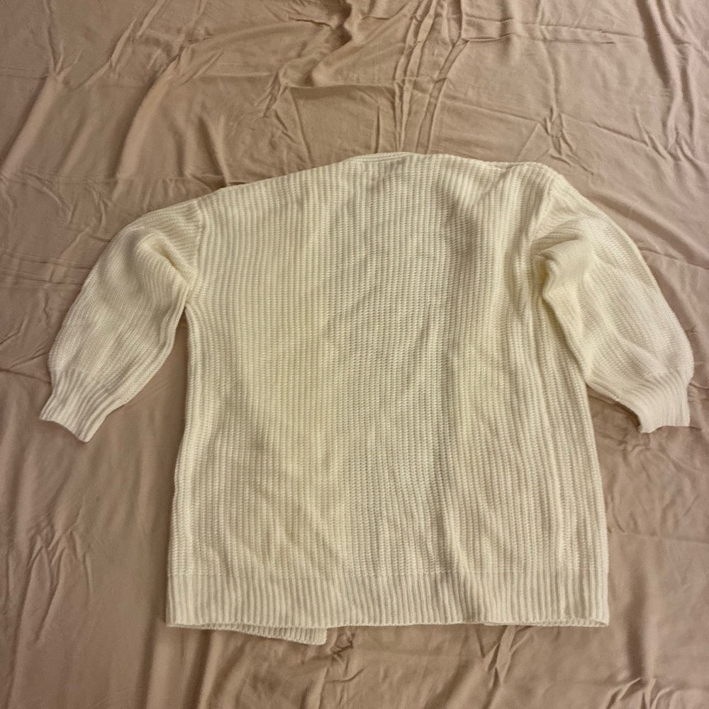 Women’s White Chunky Knit Open Front Cardigan - Picture 4 of 6
